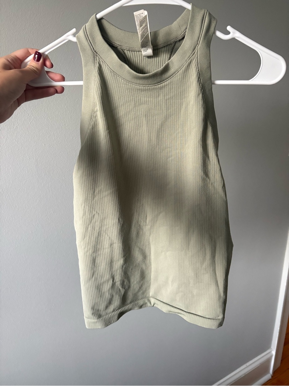 Athleta Ribbed High-Neck Tank Top in Sage